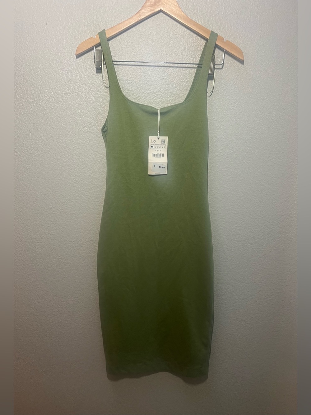 ZARA Sage Green Bodycon Mini Dress – M NWT